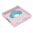 ねむみのうまく結べない女の子 Acrylic Block :placed flat