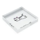 おもち屋さんのごろごろねこ（紫） Acrylic Block :placed flat