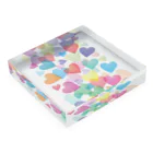 まゆぽんのアトリエのColorful Happy Heart Acrylic Block :placed flat