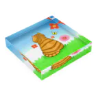 Lily bird（リリーバード）の野原のトラ猫さん Acrylic Block :placed flat