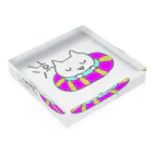 猫 ねこちぃの涼みねこちぃ Acrylic Block :placed flat