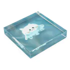 🍓苺大福⚗の猫クラゲ Acrylic Block :placed flat