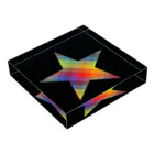 綺麗何学模様の虹×スター×虹（ブラック） Acrylic Block :placed flat