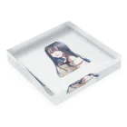 SAKURA スタイルの黒髪ロング女子 Acrylic Block :placed flat