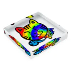 TOMMY★☆ZAWA　ILLUSTRATIONのTORAくん(Rainbow) Acrylic Block :placed flat