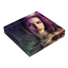 Fred HorstmanのBeautiful woman with purple hair and dark brown eyes  紫色の髪と濃い茶色の目を持つ美しい女性 Acrylic Block :placed flat