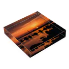 M's photographyの夕日が沈む港 Acrylic Block :placed flat
