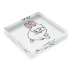 ねこの巣のかわいい兎…？【白】 Acrylic Block :placed flat