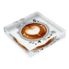 Prism coffee beanの【Lady's sweet coffee】ラテアート メッセージハート / With accessories Acrylic Block :placed flat