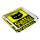 猫亭屑屋の猫が車に乗ってます Acrylic Block :placed flat