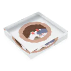 雛乃の文鳥グッズ屋さんの文鳥一家のどこでも壷巣！住み着くシリーズ Acrylic Block :placed flat