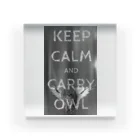 座敷ふくろうのKeep calm and carry owl アクリルブロック