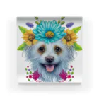 znbmsrrの花柄のポメラニアン犬と子犬。 女の子と男の子への美しい贈り物。 アクリルブロック