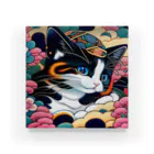 マッケンデジタルワールドの葛飾猫斎　猫名黒雪　浮世絵lofiアートパンクシティ　かわいいねこ Acrylic Block