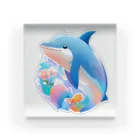 dolphineの可愛いイルカ Acrylic Block