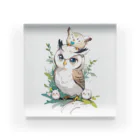 フクロウの森の癒しフクロウ Acrylic Block