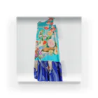 KeishopCreations - 日本の美をあなたにのハンドメイドリメイク着物青 アクリルブロック