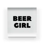 BEERのビールガール_黒字(白背景) アクリルブロック