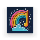 🌈七色の世界🌈の夜空に輝く虹と音符 Acrylic Block