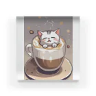 カプチーノ猫🐱の至福のカプチーノ猫🐈 アクリルブロック