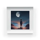 たまねぎの月を眺める少年が描かれた美しい風景です。 Acrylic Block