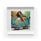barisukaのスケートボードをする女性 Acrylic Block
