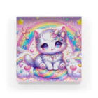 黒猫のluna　SUZURI支店のゆめかわ白にゃんこ(AI) アクリルブロック