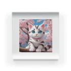 yoiyononakaの春と桜と虎縞白猫 アクリルブロック
