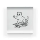hakumenhonのスケートボード猫 Acrylic Block