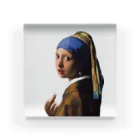 ZOO HOUSEの (真珠の耳飾りの少女) Girl with a Pearl Earring and a Middle Finger アクリルブロック