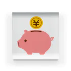 お絵かき屋さんの豚の貯金箱（お金） アクリルブロック