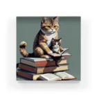 三毛猫shopの本を読む猫 アクリルブロック