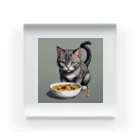 Kaz_Alter777のご飯を食べている猫ちゃん アクリルブロック