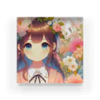 ピクセルパレットの可愛い女の子とお花10 Acrylic Block