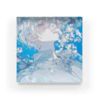as -AIイラスト- の白い花と青い空 アクリルブロック