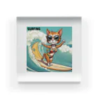 ハワイライフのSURFING猫（女の子バージョン） Acrylic Block