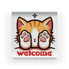 kk-welcomeの肉球で目隠し猫ちゃん アクリルブロック