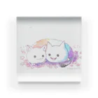 ねこさん爆発ショップのねこさんとレインボーネコケムシお花畑 Acrylic Block