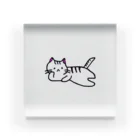 おもち屋さんのごろごろねこ（紫） Acrylic Block