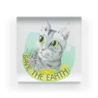 2gawaの猫さんto野花2　save the earth アクリルブロック