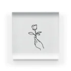 たまねぎOnionの一輪のバラ(手書き風) Acrylic Block