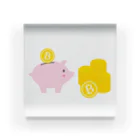 KYUBEYのビットコインと豚の貯金箱 Acrylic Block