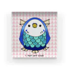 鳥美術部のあまぴよ様　セキセイインコ風 Acrylic Block