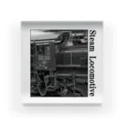 ヴィンテージ鉄道写真グッズの店のD51498 運転席周辺 黒いレタリング （モノクロフォト） Acrylic Block