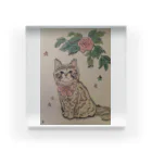 河内葉子の動物アートのグッズのバラと猫グッズ Acrylic Block