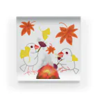 Lily bird（リリーバード）の落ち葉と焼き芋と文鳥ず Acrylic Block