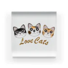 ロゴTシャツのひよこ堂の猫 ねこ ネコ Love Cats Tシャツ バッグ 帽子 スマホケース ベビー用品 等 アクリルブロック