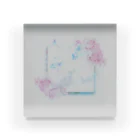 野良猫の桜舞う「蝶」 Acrylic Block