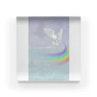 canvaアートデザインの海と鳥と虹 Acrylic Block