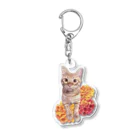 ねこやの茶トラ猫とマリーゴールド Acrylic Key Chain